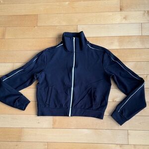 Navy Track Jacket with White Accents
